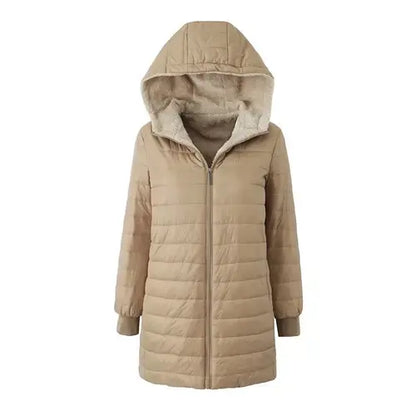 Women's Jacket Winter New Mid Length Korean Edition Hooded Fit Plus