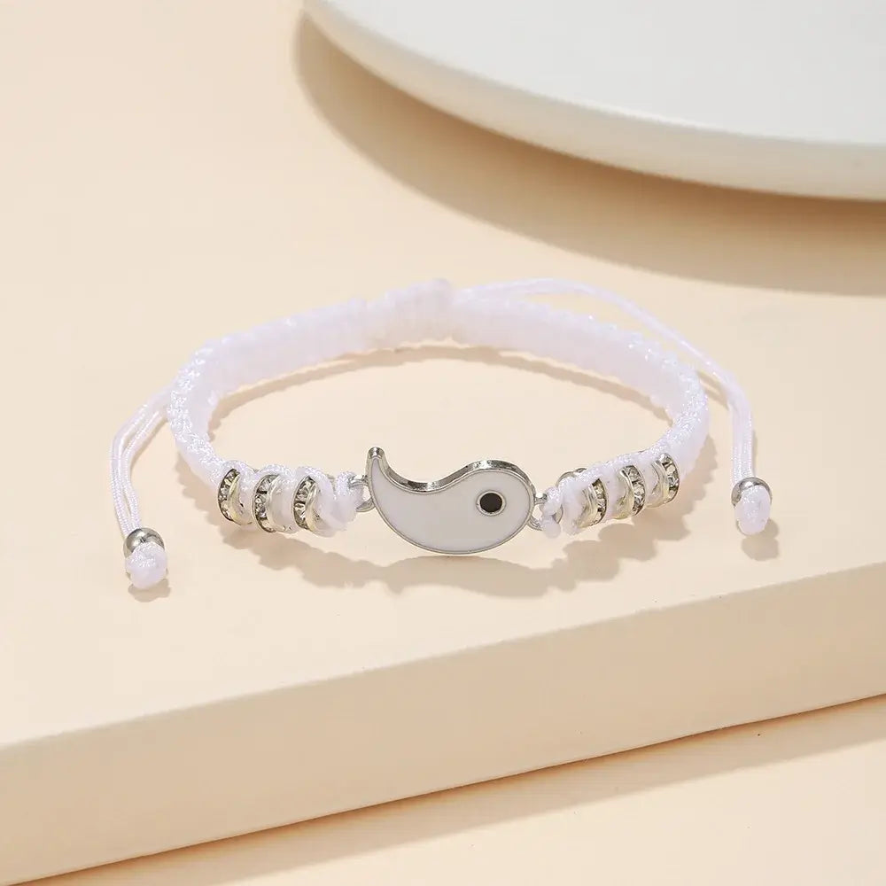 Tai Chi Yin Yang Couple Bracelet for Lover Handmade Woven Baided Rope Adjustable Bracelets Bff Friendship Bangles Jewelry Gift