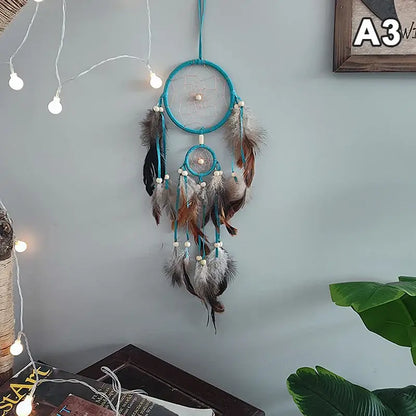 1Pc Indian Dream Catcher With Brown Feathers Wall Hanging Dream Catcher Bedroom Accessories Wind Chime Dream Catcher Home Decor