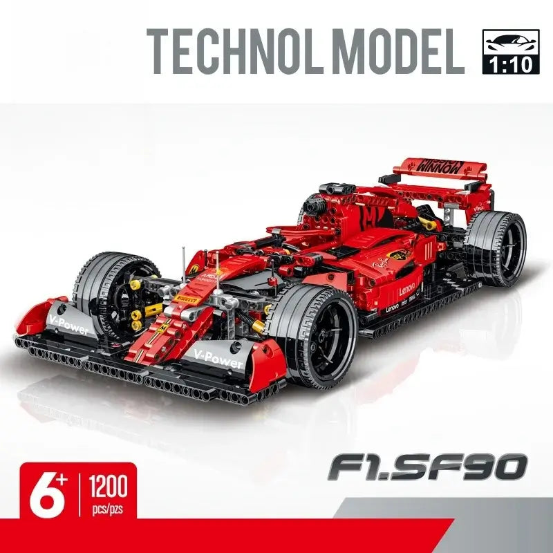 New Technical Red F1 Formula City Speed Racing Car Building Blocks