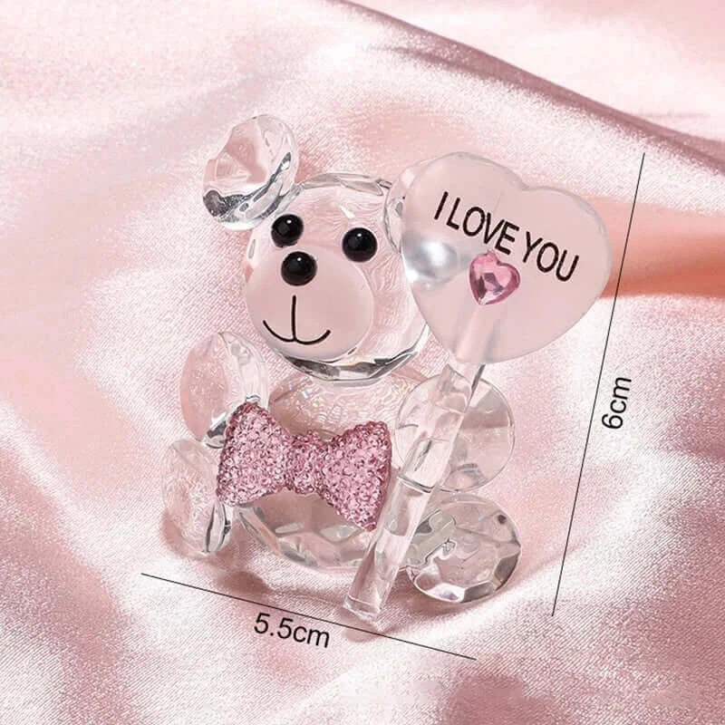 Valentines Day Gift I Love You Crystal Bear Artificial Rose Flowers Teacher Mothers Day Wedding Birthday Party Gifts for guests.