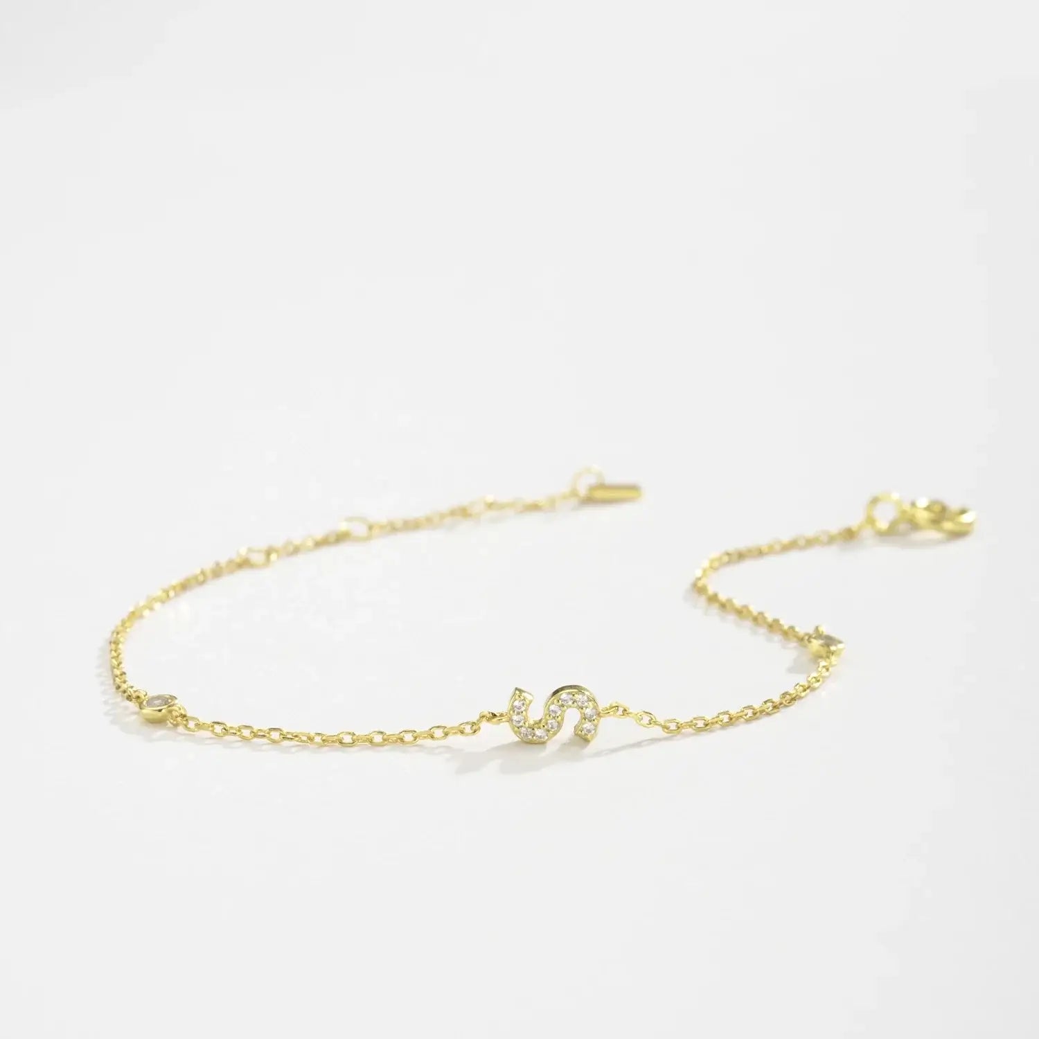 925 Sterling Silver Initial 26 Letters Alphabet Monogram Gold Name Bracelet Crystal CZ Zircon 2021 Fashionable Jewelry