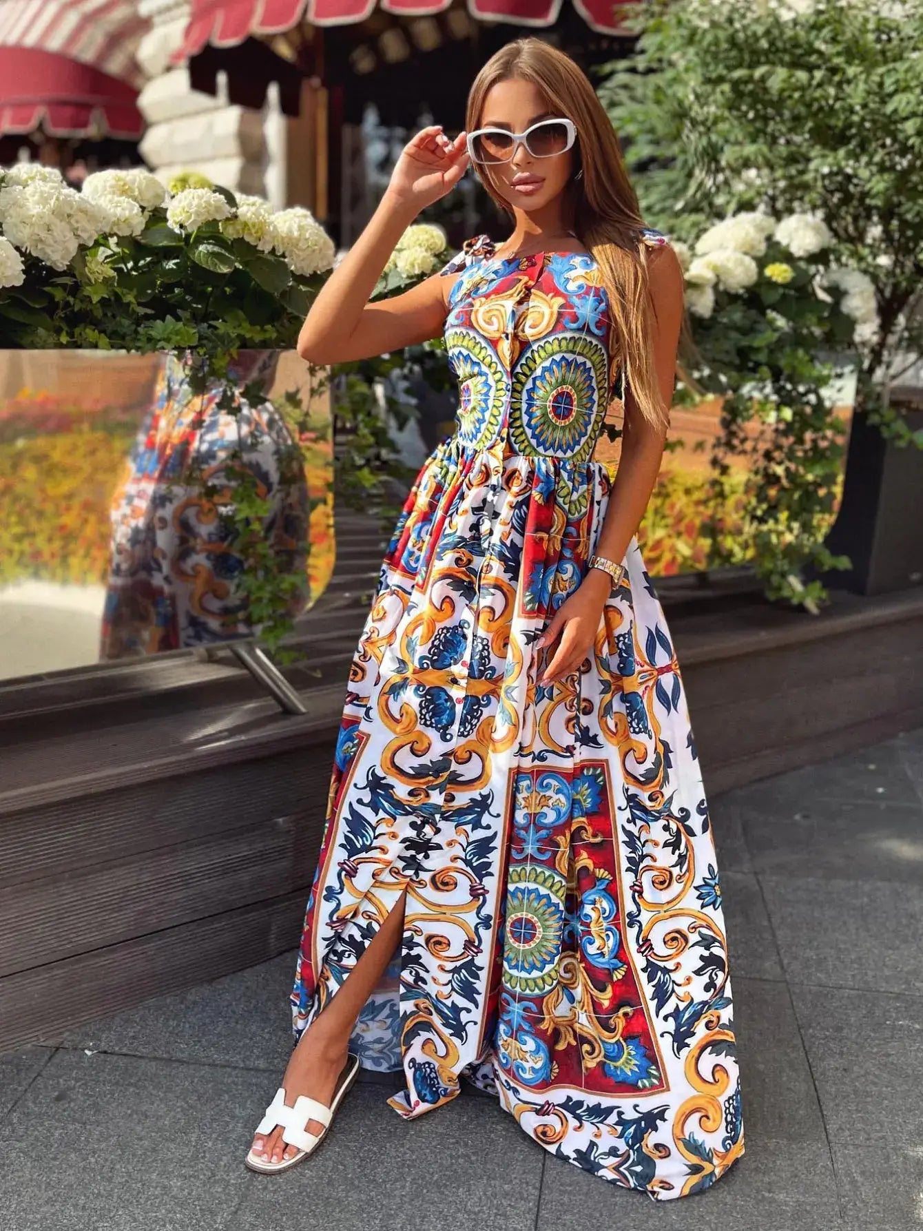 Elegant Sexy Bandage Print Long Dress for Women