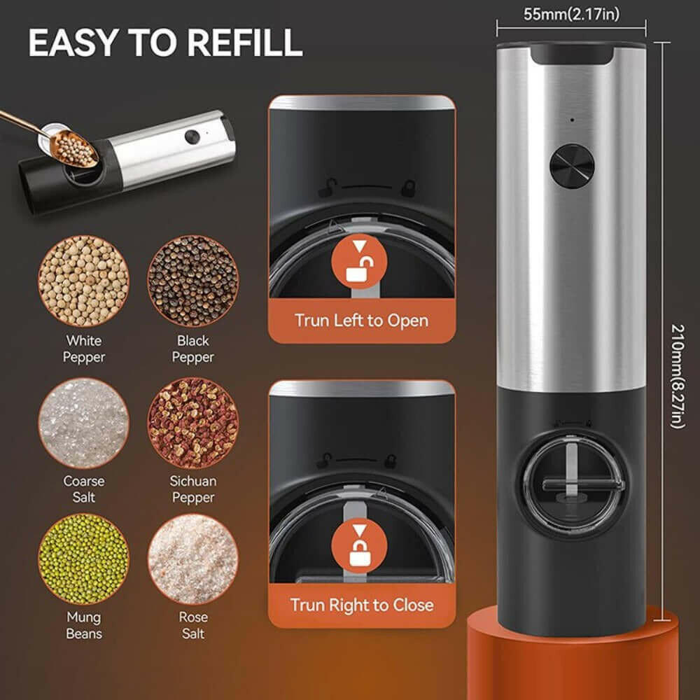 Electric Salt Grinder 2 Bottles Set.