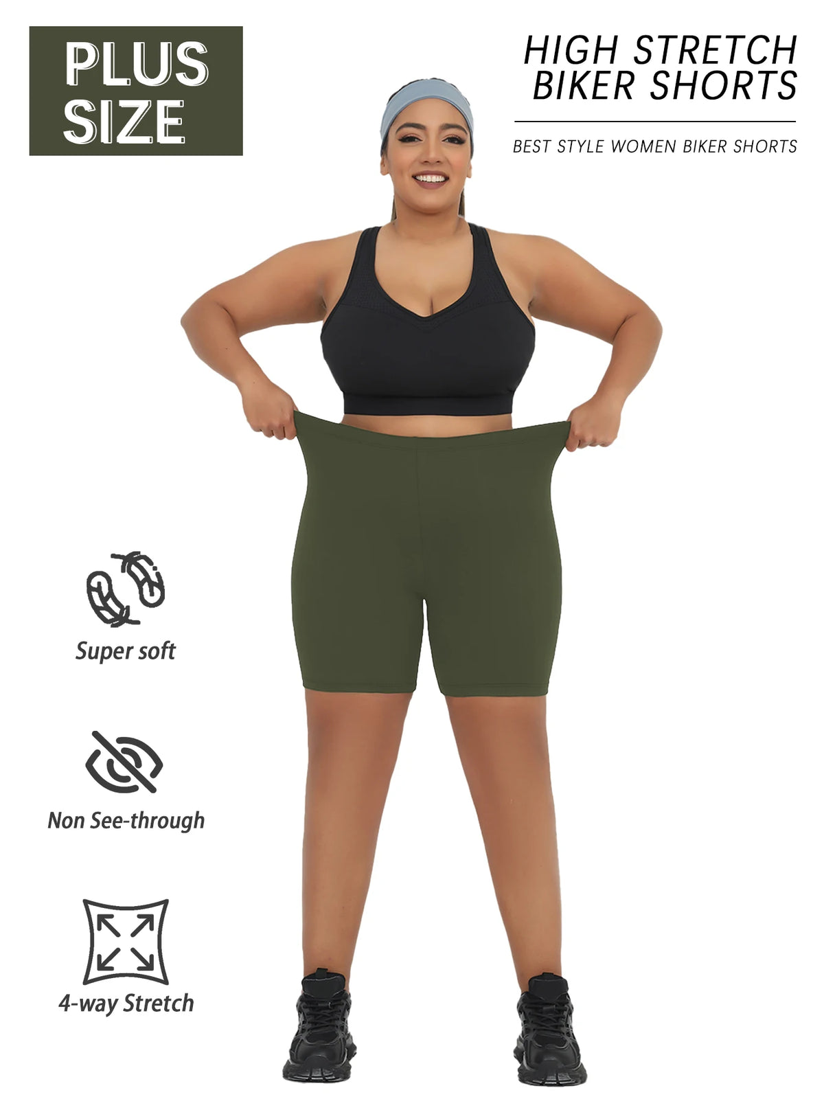 Plus Size Women’s Biker Shorts – Super Soft, High-Stretch, No See-Through | Workout, Yoga &amp; Casual | 1XL–4XL