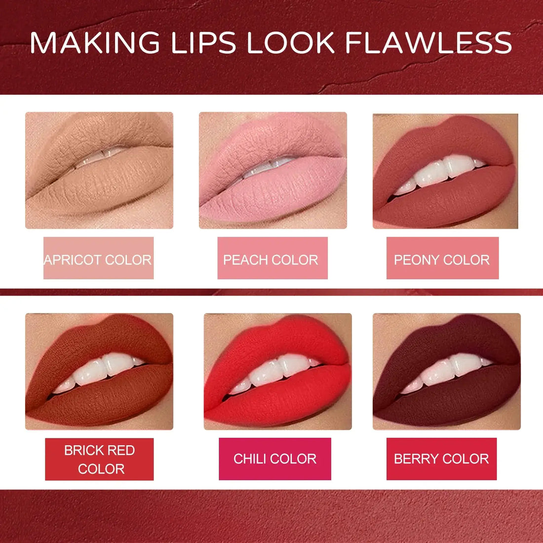 6 Colors Non-fading Lip Gloss Waterproof Lipstick Pen Matte Long-lasting Sexy Lip Gloss Beauty Matte Lip Liner Lip Makeup