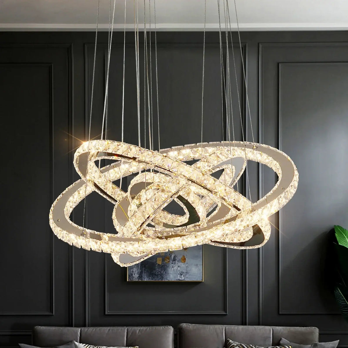 Modern Crystal Ring LED Pendant Chandelier