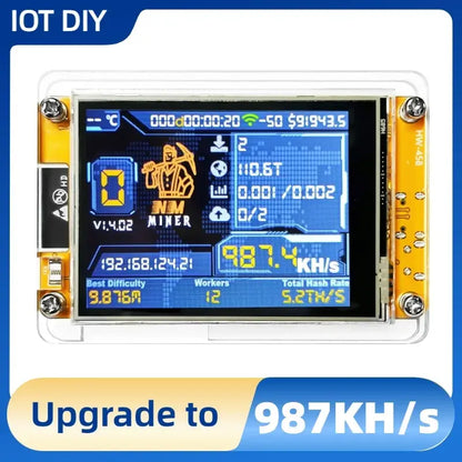 NMMiner Hashrate 987KH/s Bitcoin Lucky Miner for computer nerd 2.8 inch Solo Lottery Smart Display Crypto ESP32-2432S028R DROOM