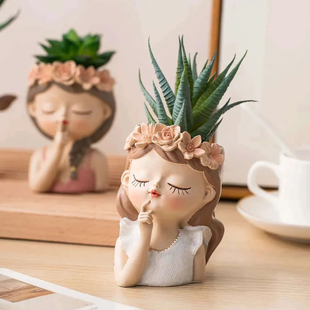 Nordic Flower Pots Cute Girl Decorative Planters Succulents Cactus.