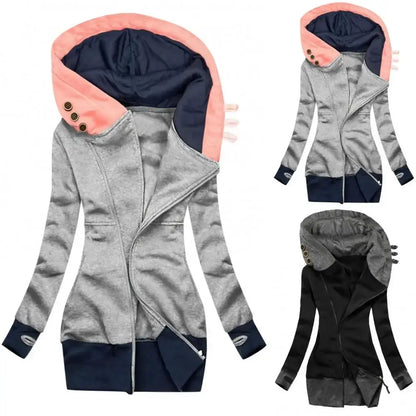 Women Hooded Sweatshirt Jacket Women Autumn Winter Hoodie Coat Long