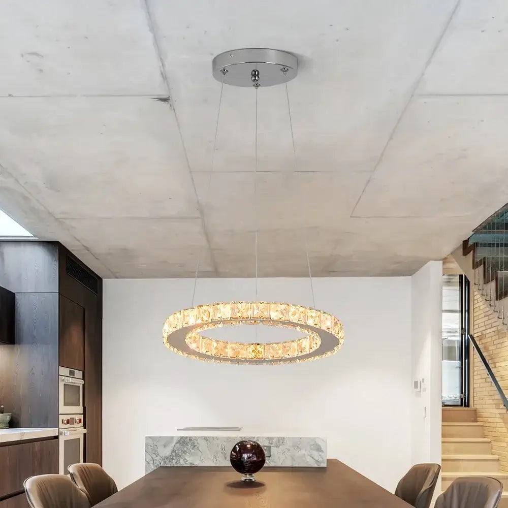 GreeLustr Crystal Ring LED Pendant Light, 1 or 3 Rings