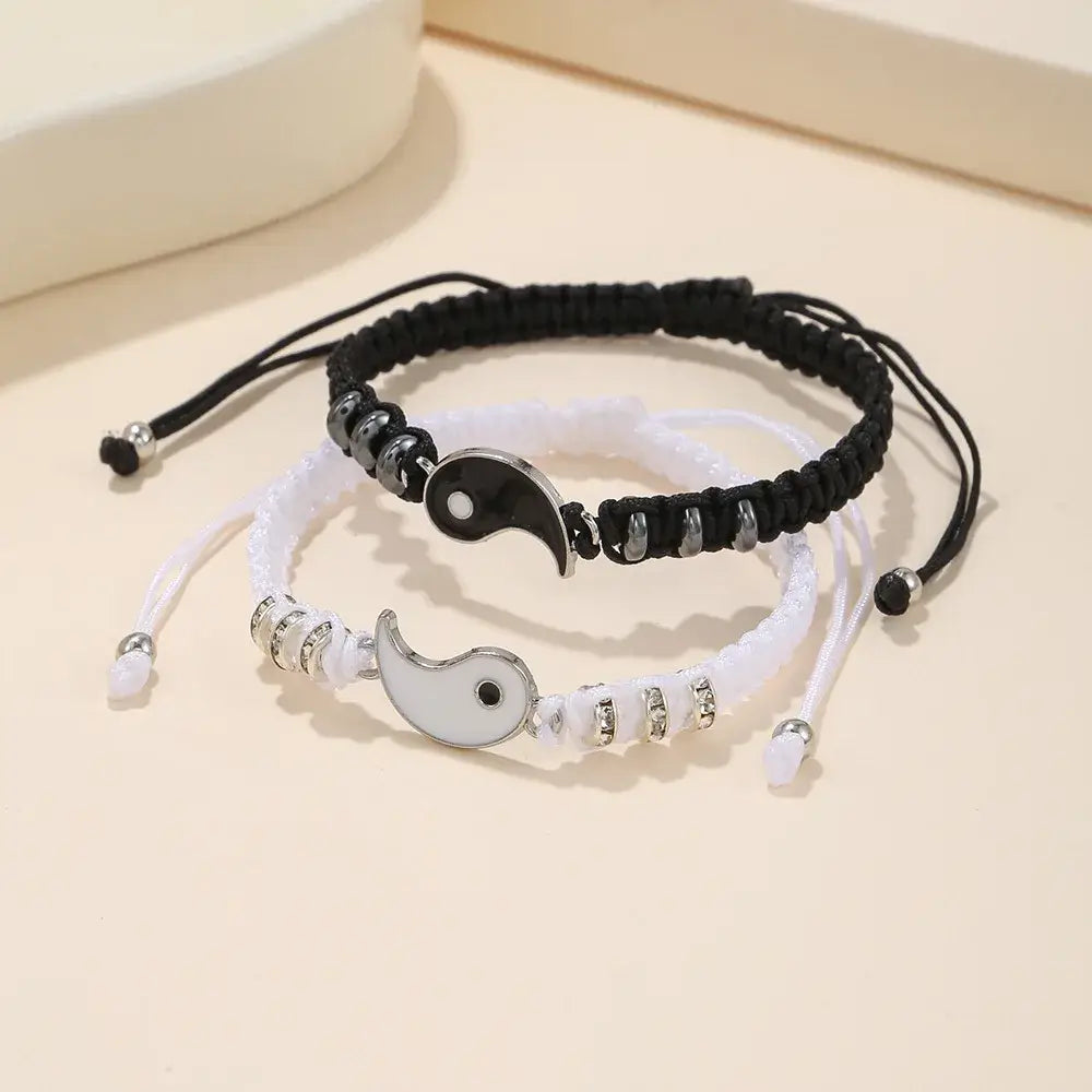 Tai Chi Yin Yang Couple Bracelet for Lover Handmade Woven Baided Rope Adjustable Bracelets Bff Friendship Bangles Jewelry Gift