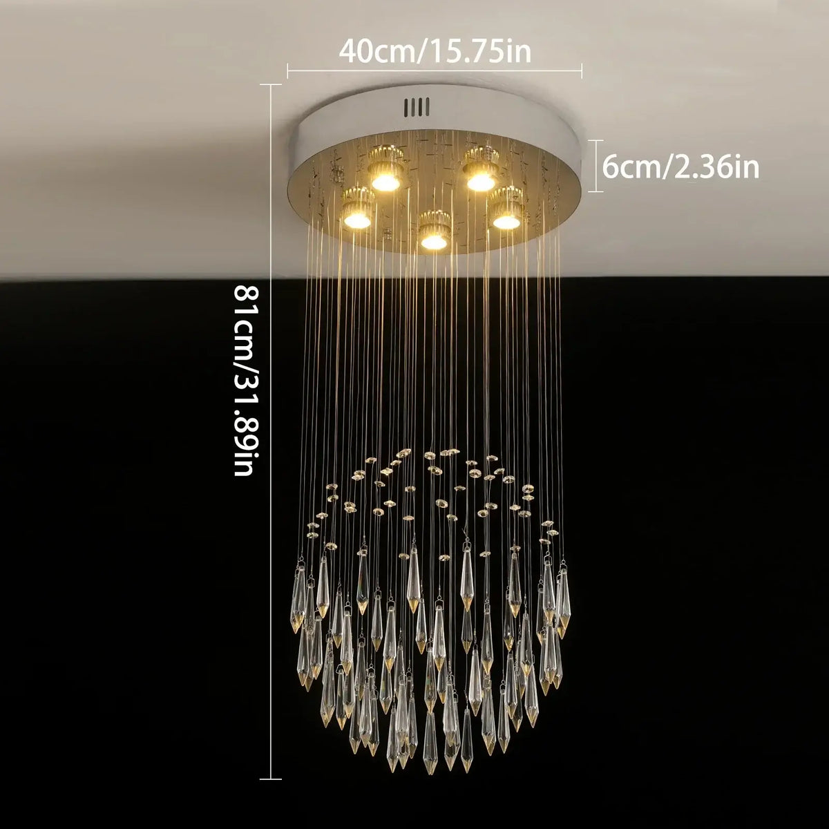 VETRULUS Raindrop Crystal LED Chandelier, Selectable Sizes