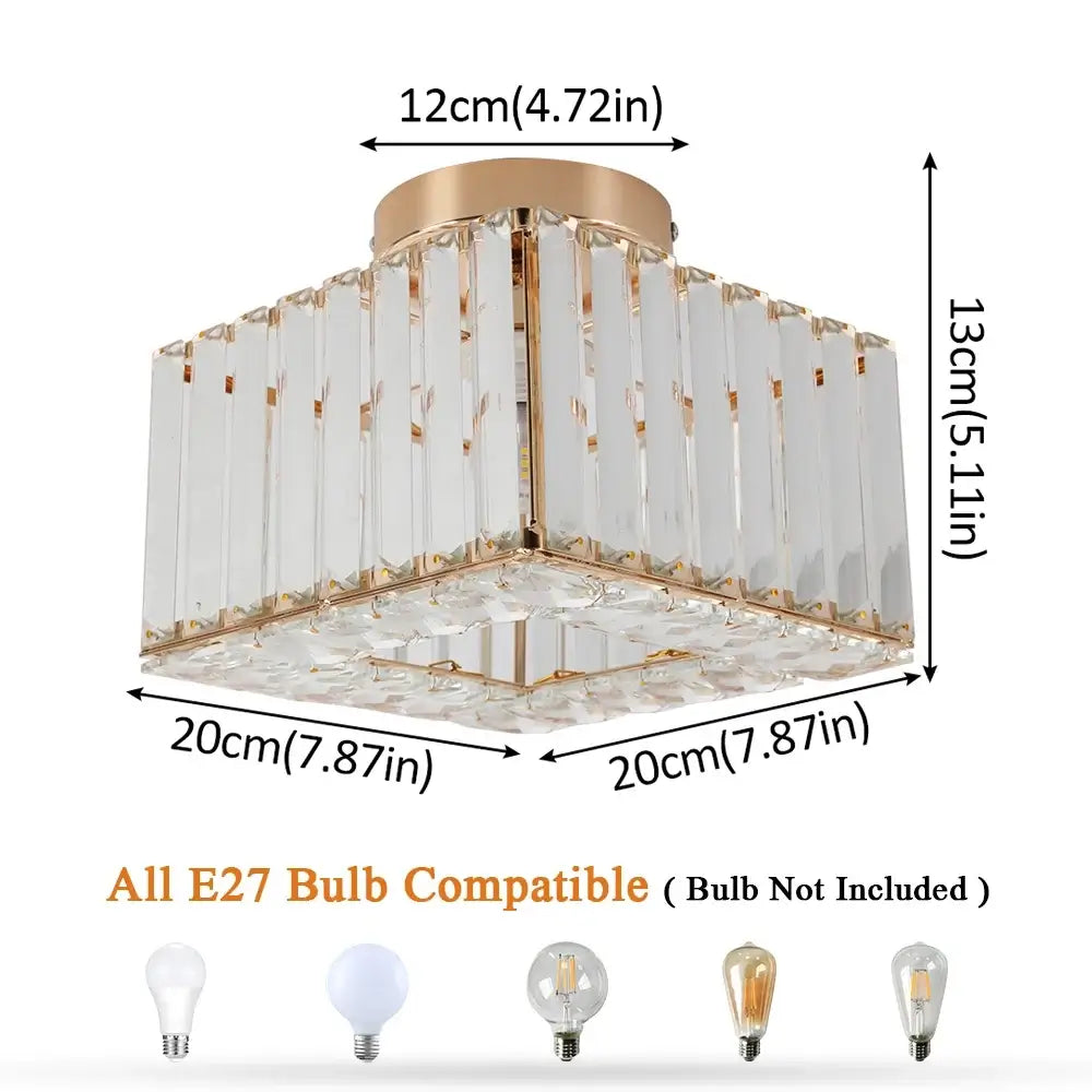 Modern Crystal Ceiling or Pendant Light, Black or Gold