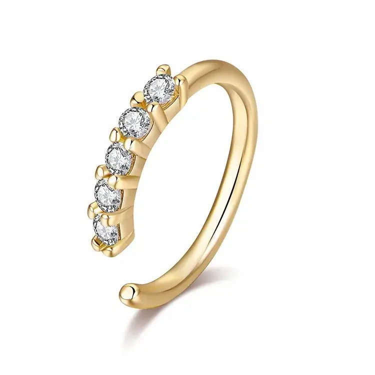 Fashion Single-row Miniature Zircon Nose Rings for Women Fine Drill Exquisite with Drill Opening Fake Nose Piercing Jewelry