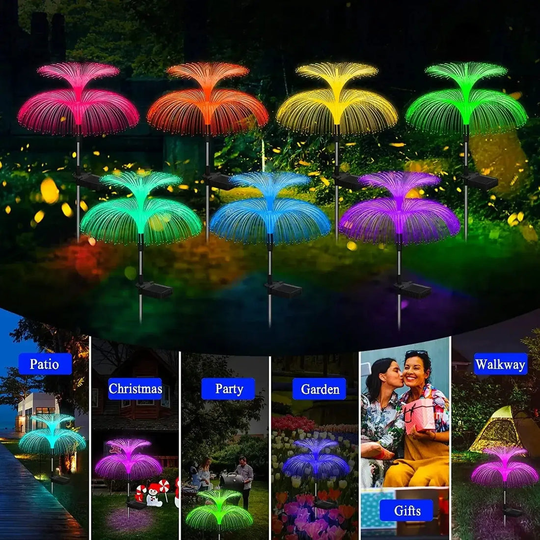 1-10pcs 7Color Changing Outdoor Lamp Solar Jellyfish Lights Waterproof Pathway Lawn Garden Decor Lighting