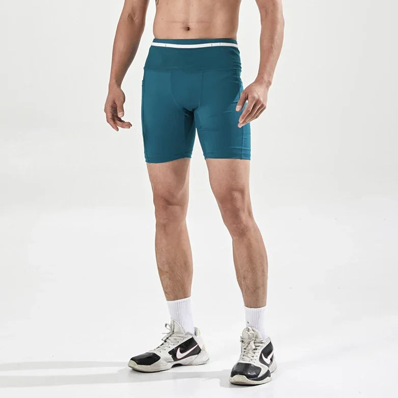 QUESHARK Quick-Dry Marathon Running Shorts – Men &amp; Women | Compression Tights, Built-In Waist Pack | Gym, Yoga &amp; Fitness
