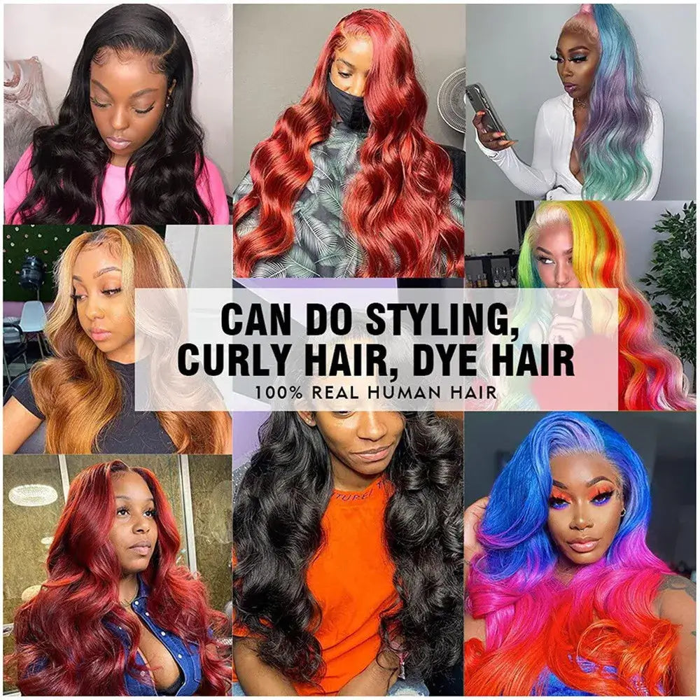 Neddie 250 Density 13x6 HD Transparent Body Wave Lace Frontal Human Hair Wigs For Women Brazilian 13x4 Lace Front Wig 30 40 Inch