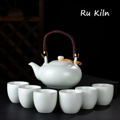 ceramic tea set with handle
