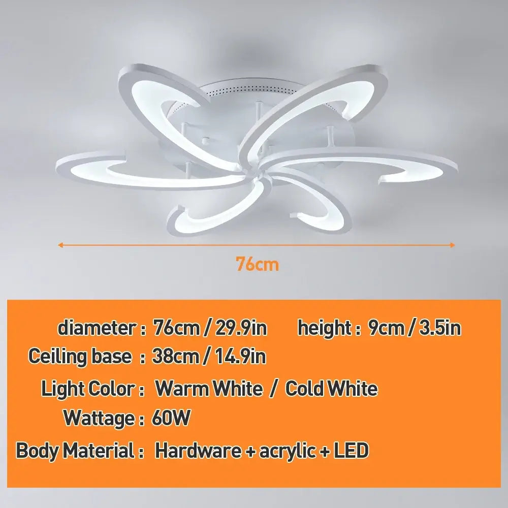 VETRULUS Flower LED Ceiling Light, 6-Leaf Design