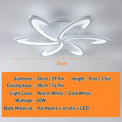 VETRULUS Flower LED Ceiling Light, 6-Leaf Design
