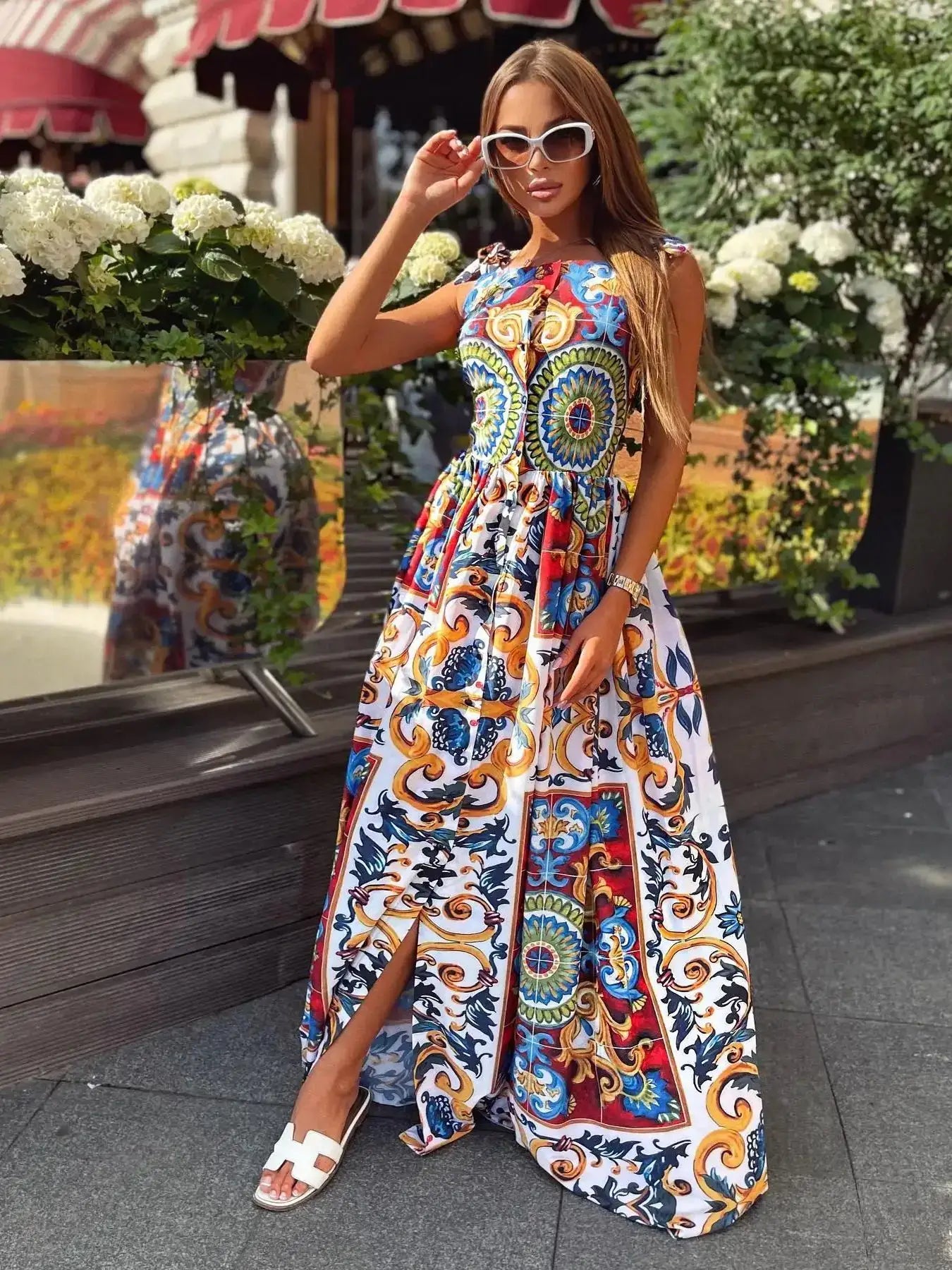 Elegant Sexy Bandage Print Long Dress for Women