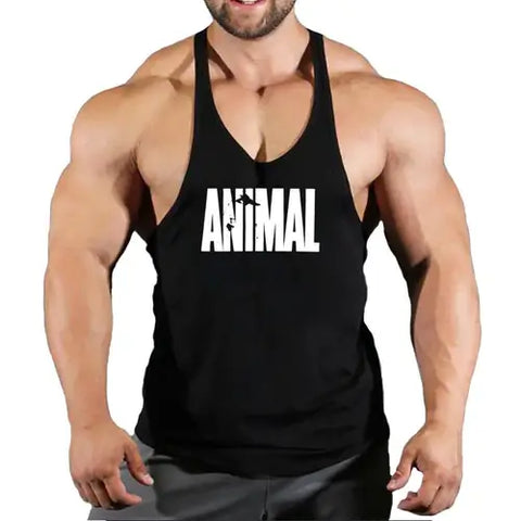 Summer Animal Gym Stringer Tank Top Men Cotton Clothing Bodybuilding.