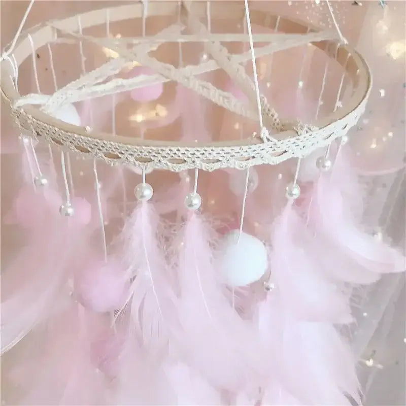 Dream Catcher Bedroom Wind Chimes Hanging Decorations Hand Woven Feather Craft Dreamcatcher Aerial Ornament for Infant Gril Gift