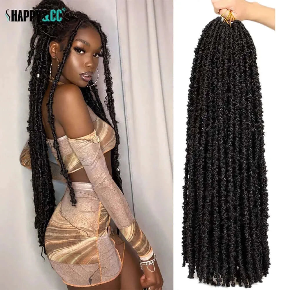18 24 36 Inch Butterfly Locs Crochet Hair Extensions Synthetic