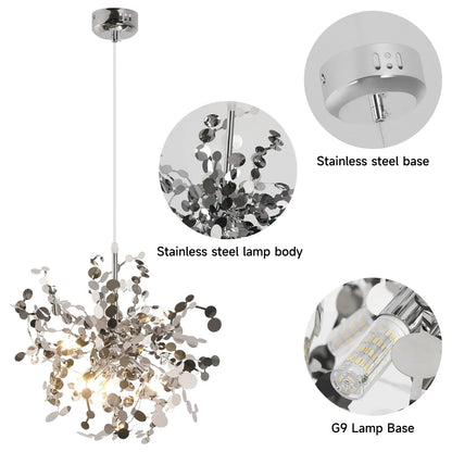 Modern Firework-Style Crystal LED Chandelier, Gold or Silver