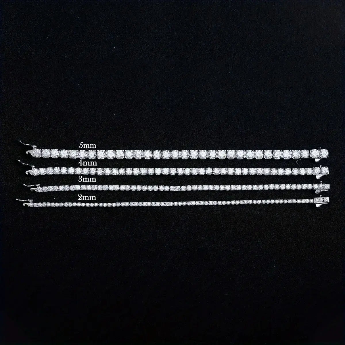 S925 Sterling Silvery Tennis Bracelet 2/ 3/ 4/ 5mm Moissanite Fine Jewelry Hypoallergenic 6.69-8.66inch Length