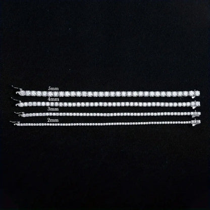 S925 Sterling Silvery Tennis Bracelet 2/ 3/ 4/ 5mm Moissanite Fine Jewelry Hypoallergenic 6.69-8.66inch Length