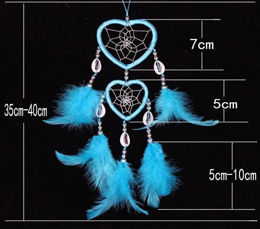 New Indian Ann Style Love Heart Feather Dream Catcher Wind Chimes Car Interior Wall Dream Catcher Ornaments Ins Dream Catcher