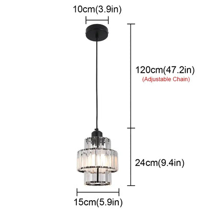 VETRULUS Crystal Pendant Light, Black or Gold