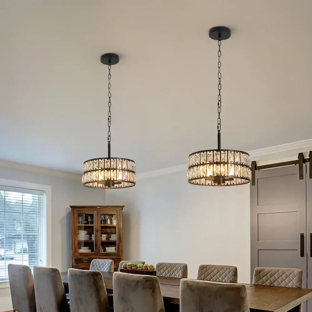 VETRULUS Crystal Pendant Light, Black or Gold
