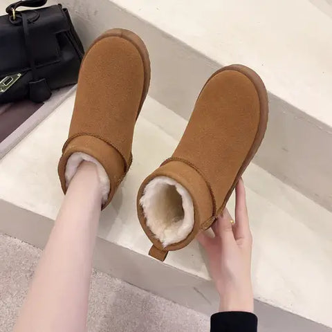 New Snow Boot Style Short Mini Winter Sheepskin Boots Women Waterproof