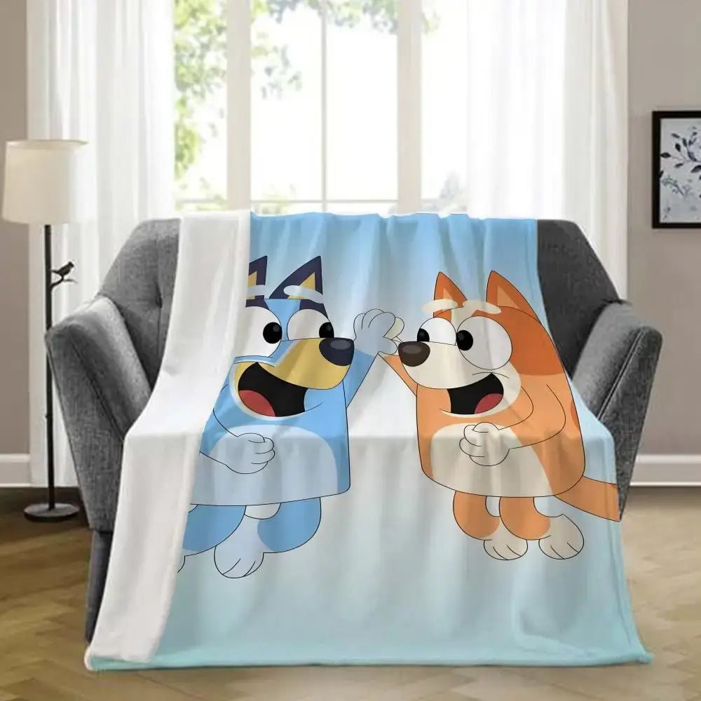 B-bluey-y Downy Throw Blanket Aesthetic Portable Home Travel Camping Sofa Picnic Thick Warm Flannel Blanket