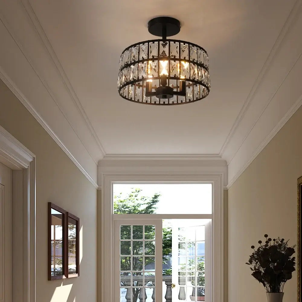 VETRULUS Crystal Pendant Light, Black or Gold