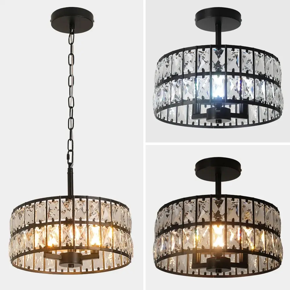 VETRULUS Crystal Pendant Light, Black or Gold