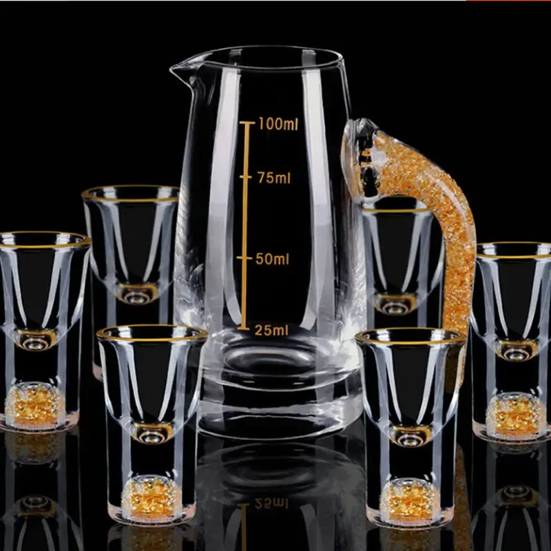 Crystal Liquor Spirits Shot Glasses Gift Box Gold Mountain Thick