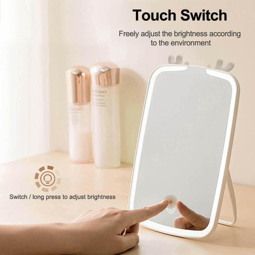 LED Makeup Mirror Touch Screen Vanity Mirrors USB Charging Cosmetic.