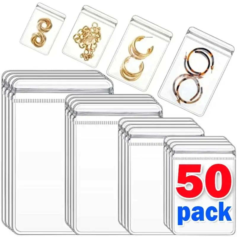 10/20/30/50pcs Jewelry Organizer Pouch Bags Transparent PVC Anti-Oxidation Earring Pendant Necklace Bracelet Storage Holder 2035