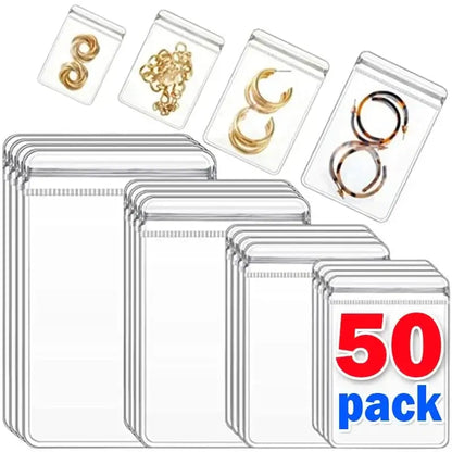 10/20/30/50pcs Jewelry Organizer Pouch Bags Transparent PVC Anti-Oxidation Earring Pendant Necklace Bracelet Storage Holder 2035