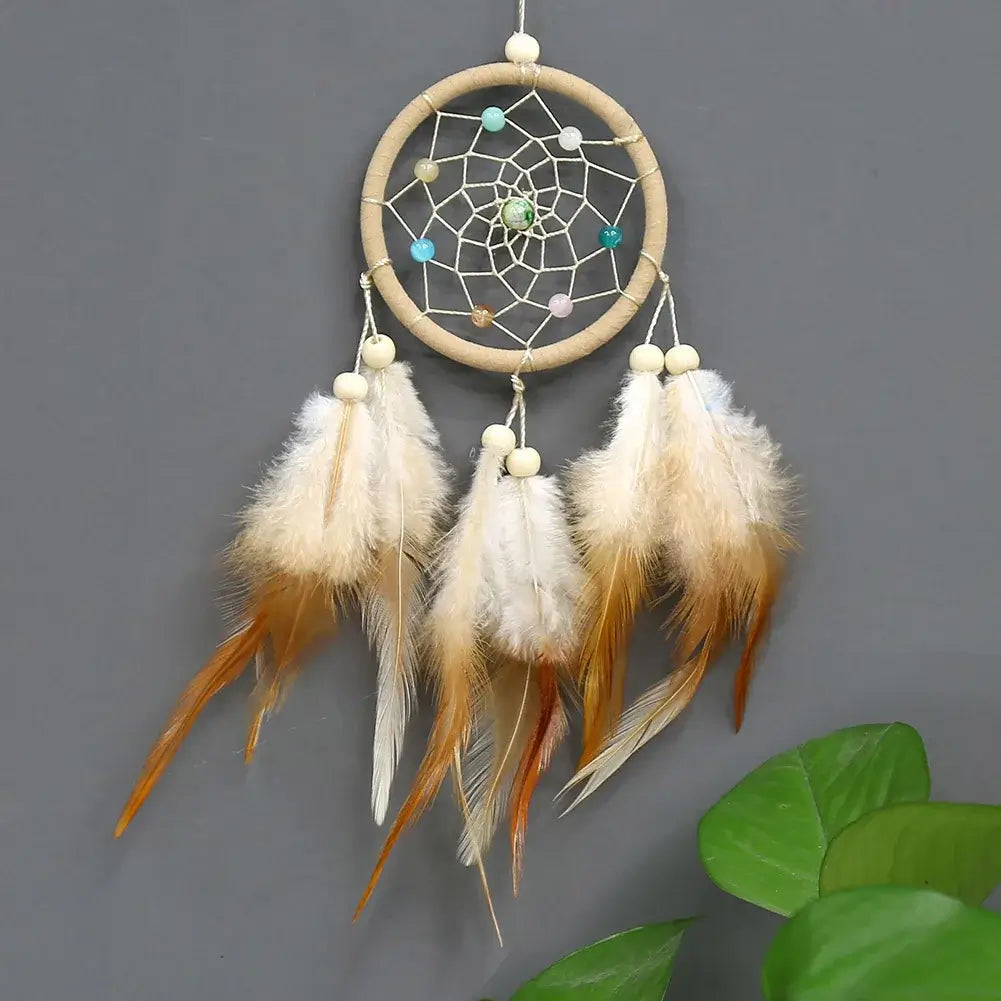 Dream Catcher with Colorful Feathers Beads Handcrafted Wall Decor for Bedroom Living Room Decoration Car Interior Pendant
