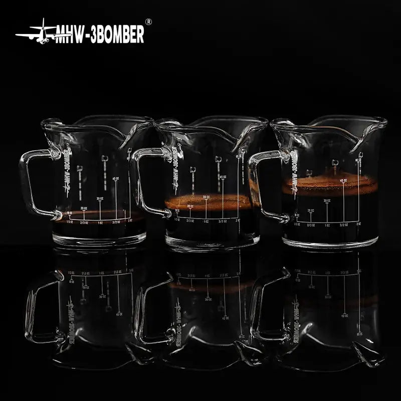 MHW-3BOMBER Double Spouts Espresso Measuring Cup with Handle Shot