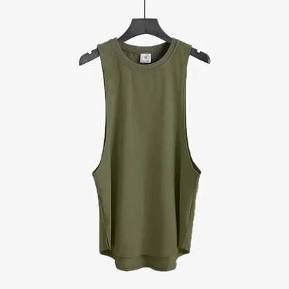 plain Gym Clothing Mens Bodybuilding Stringer Tank Top Summer Cotton Cut Off Fitness Vest Muscle Workout Sleeveless T Shirt