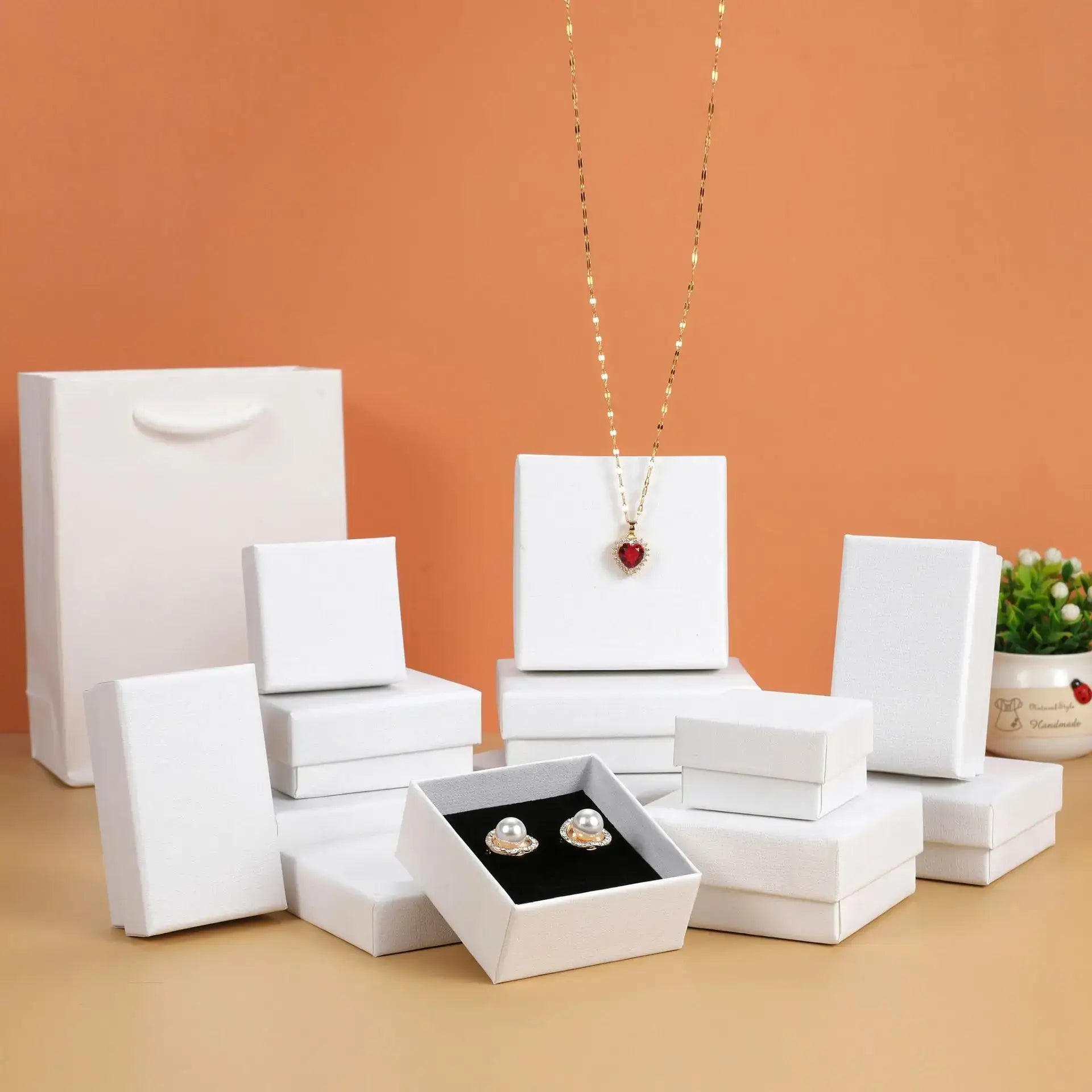 12pcs/ lot Simple Box Earnail Rings Earrings Bracelet Necklace Gray Black Paper Jewellry Display Case Jewelry Organizer 2030
