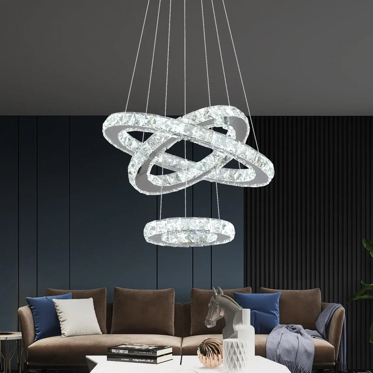 Modern Crystal Ring LED Pendant Chandelier