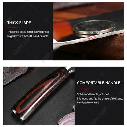 Stainless Steel Kitchen Knives with Wooden Handles