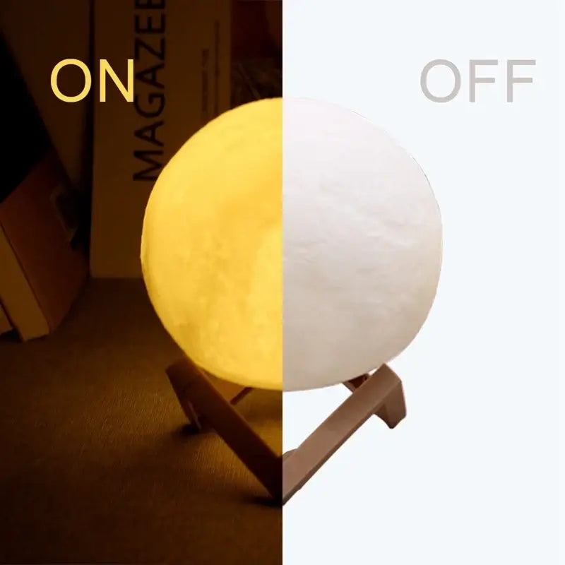 Battery-Powered LED Moon Night Light with Stand